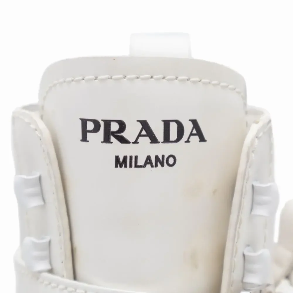 1.9k.$ Prada Men’s Monolith Pouch Combat Boots White Leather Nylon US 10.5 43.5